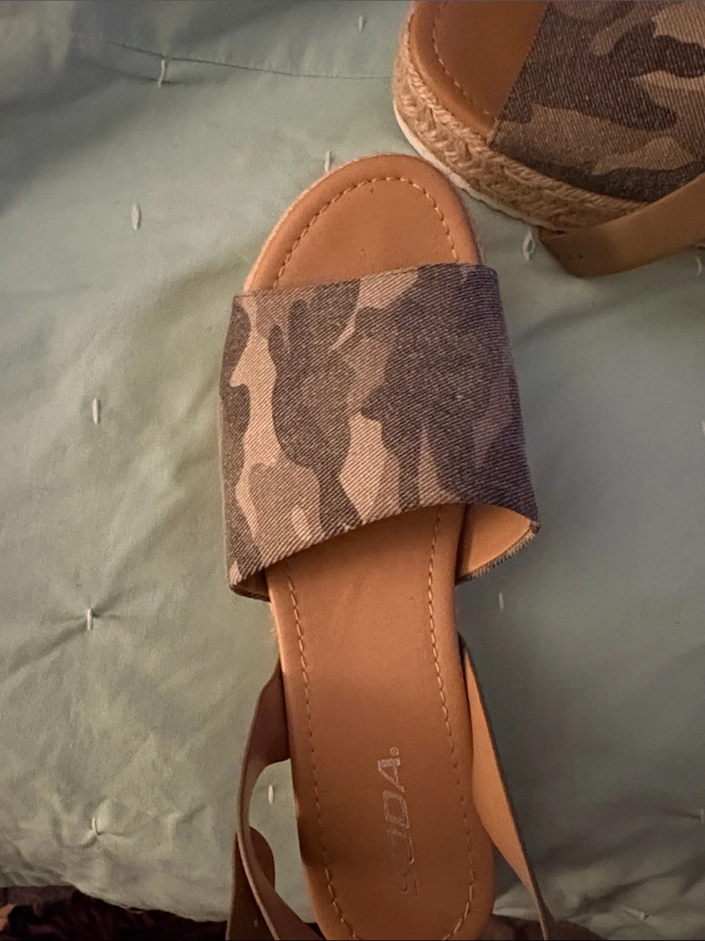 Women’s Camouflage Espadrille Sandals - Olive Green size 10